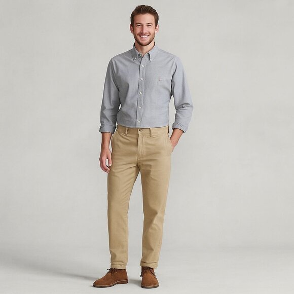 Ralph Lauren Classic Fit Oxford Shirt Gray Long Sleeve Preowned Smart Casual - Picture 4 of 9